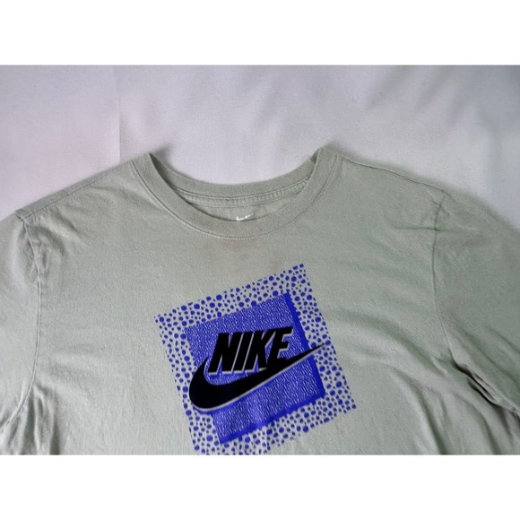 Nike Other - Nike Graphic T Shirt Mens Medium Sage Green Blue Safari Print Distressed Stained